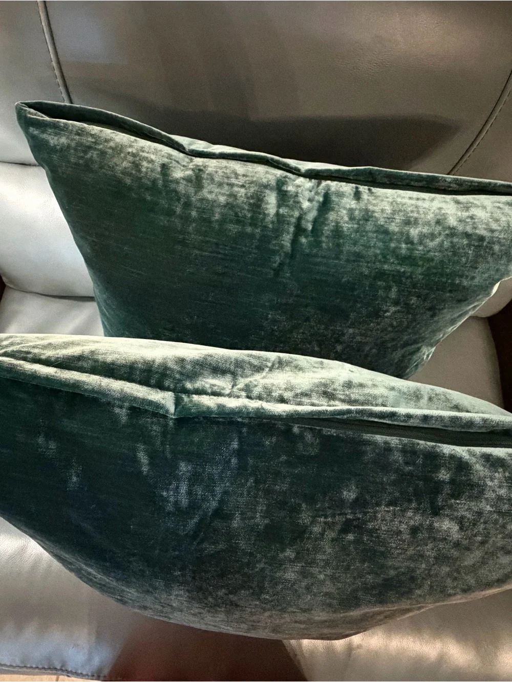 TGH Tessitura Italy Emerald Velvet Throw Pillows 24” Set of 2 Designer
